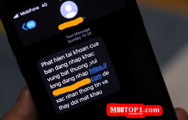 Tin nhắn lừa đảo tài khoản M88