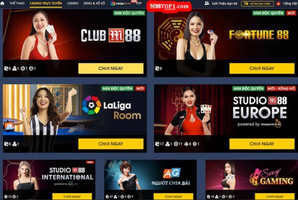 Trải nghiệm Casino trực tuyến M88