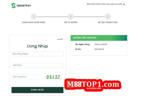 Trang trung gian thanh toán của M88 bảo mật tuyệt đối